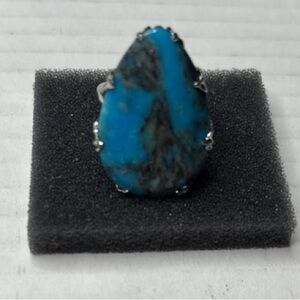 RARITIES Turquoise Sterling Silver Pear Shaped Ring Size 7